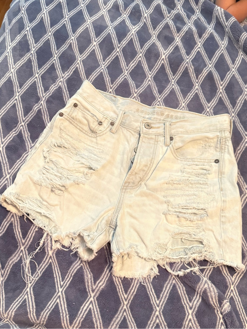American Eagle Outfitters Light Wash Distressed Denim Shorts